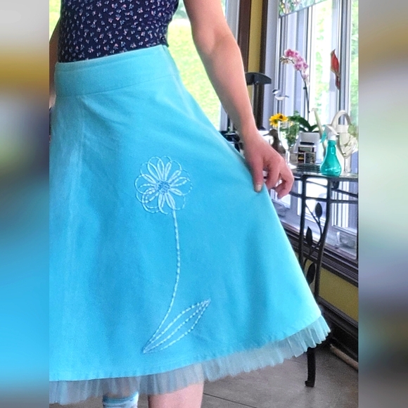 Aqua circle skirt vintage style 50's - Picture 6 of 16